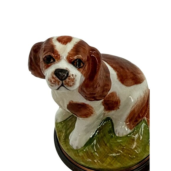 HALCYON DAYS PORCELAIN BONBONNIERE CAVALIER KING CHARLES‎ SPANIEL Trinket Box - Picture 2 of 12